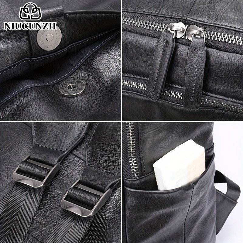 NIUCUNZH Mens Top Layer Cowhide Backpack Durable, Spacious, and Ideal for Travel and Commuting