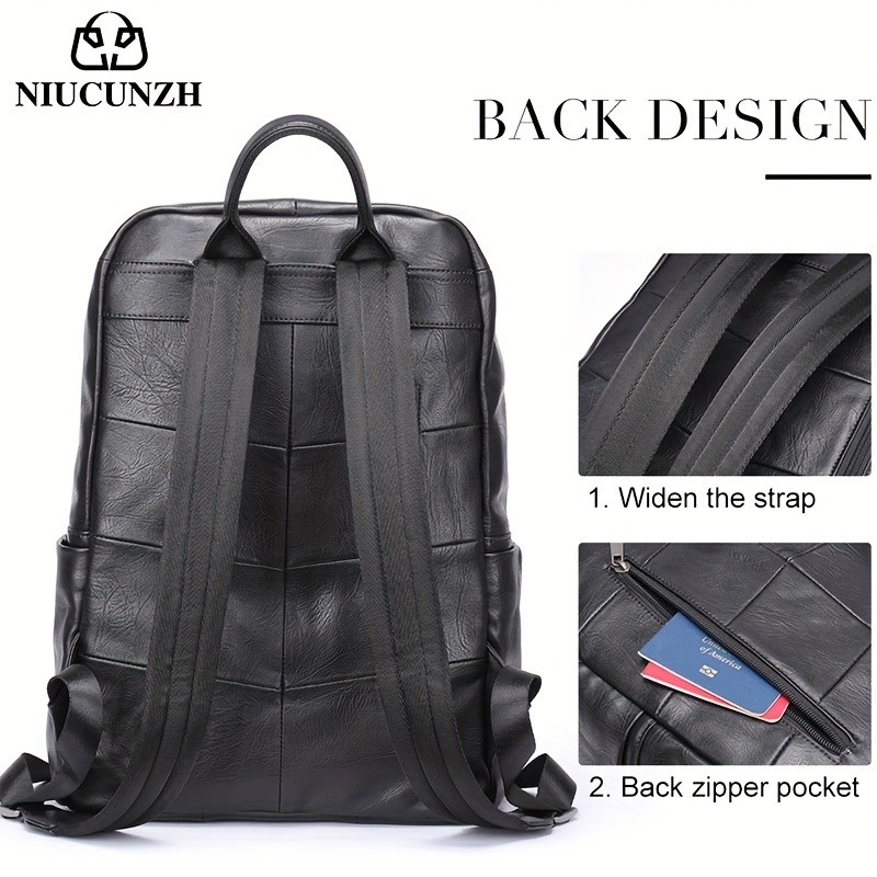 NIUCUNZH Mens Top Layer Cowhide Backpack Durable, Spacious, and Ideal for Travel and Commuting