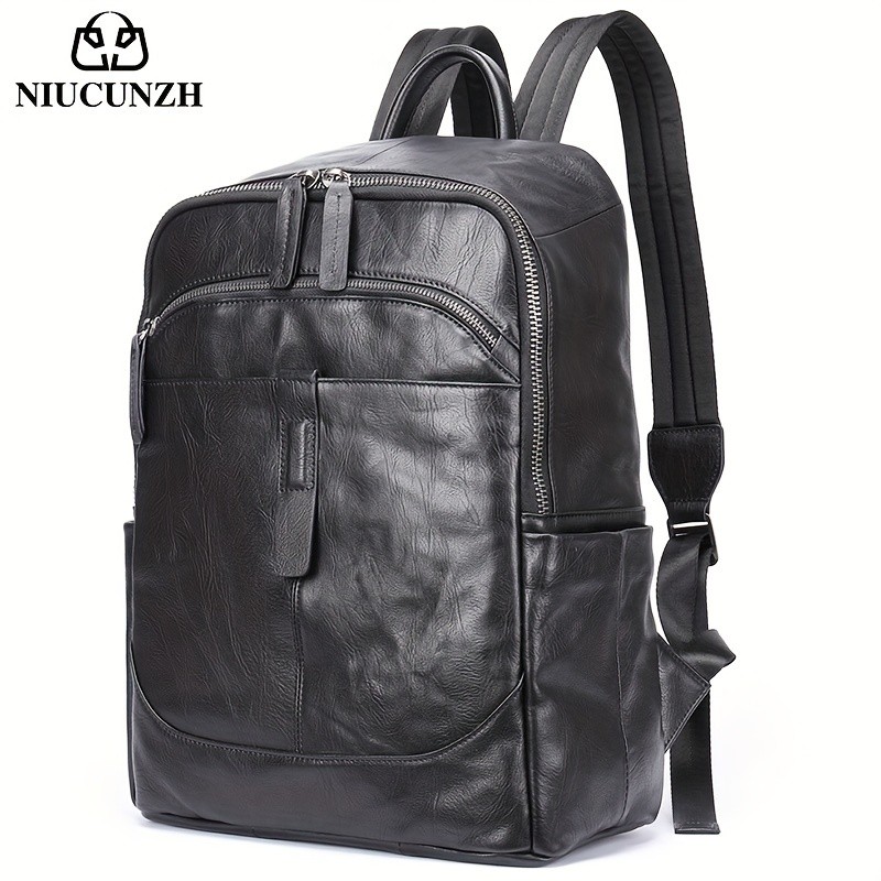 NIUCUNZH Mens Top Layer Cowhide Backpack Durable, Spacious, and Ideal for Travel and Commuting