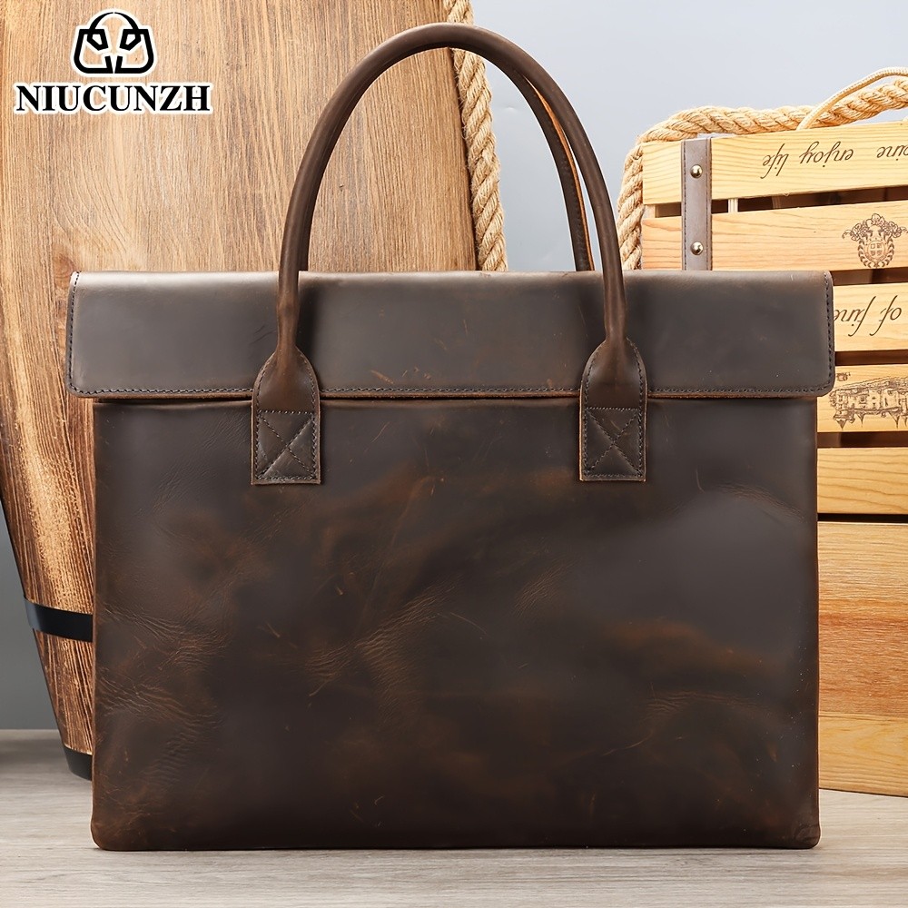 NIUCUNZH Mens Casual Top-Grain Leather Shoulder Bag  Stylish, Durable, and Ideal for Daily Commute and Business Use