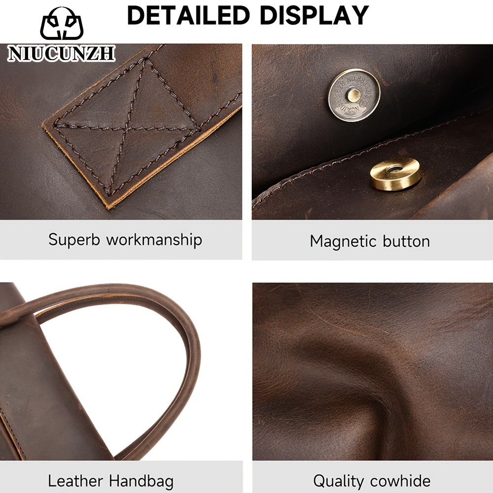 NIUCUNZH Mens Casual Top-Grain Leather Shoulder Bag  Stylish, Durable, and Ideal for Daily Commute and Business Use