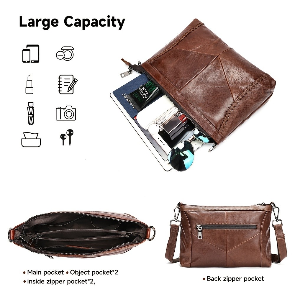 NIUCUNZH Genuine Leather Crossbody Bag for Men & Women Stylish, Durable, and Perfect for Daily Use and Commuting