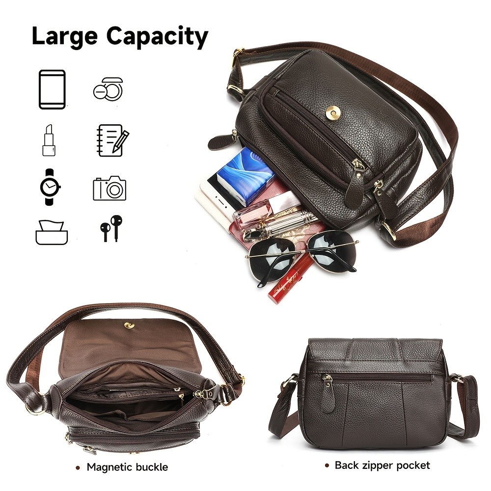 NIUCUNZH Unisex Genuine Leather Crossbody Bag Versatile, Durable, and Stylish for Daily Use and Travel