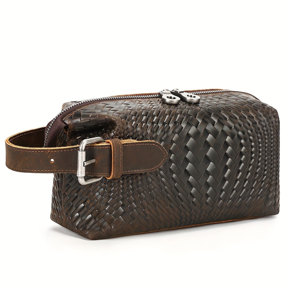 NIUCUNZH Mens Genuine Leather Woven Tote Bag  Stylish, Durable, and Ideal for Daily Commute and Travel