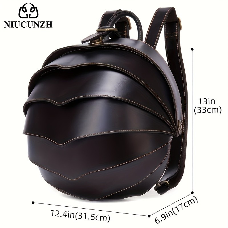 NIUCUNZH Genuine Leather Backpack with Crazy Horse Design  Durable, Spacious, and Ideal for Travel, School, and Outdoor Adventures