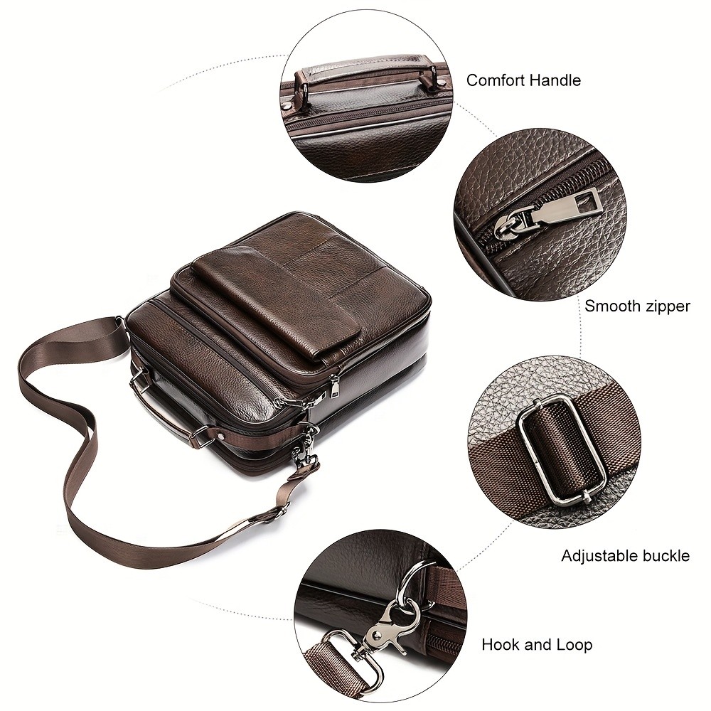NIUCUNZH Mens Genuine Leather Vintage Full-Grade Cowhide Bag Stylish, Durable, and Perfect for Business and Casual Use