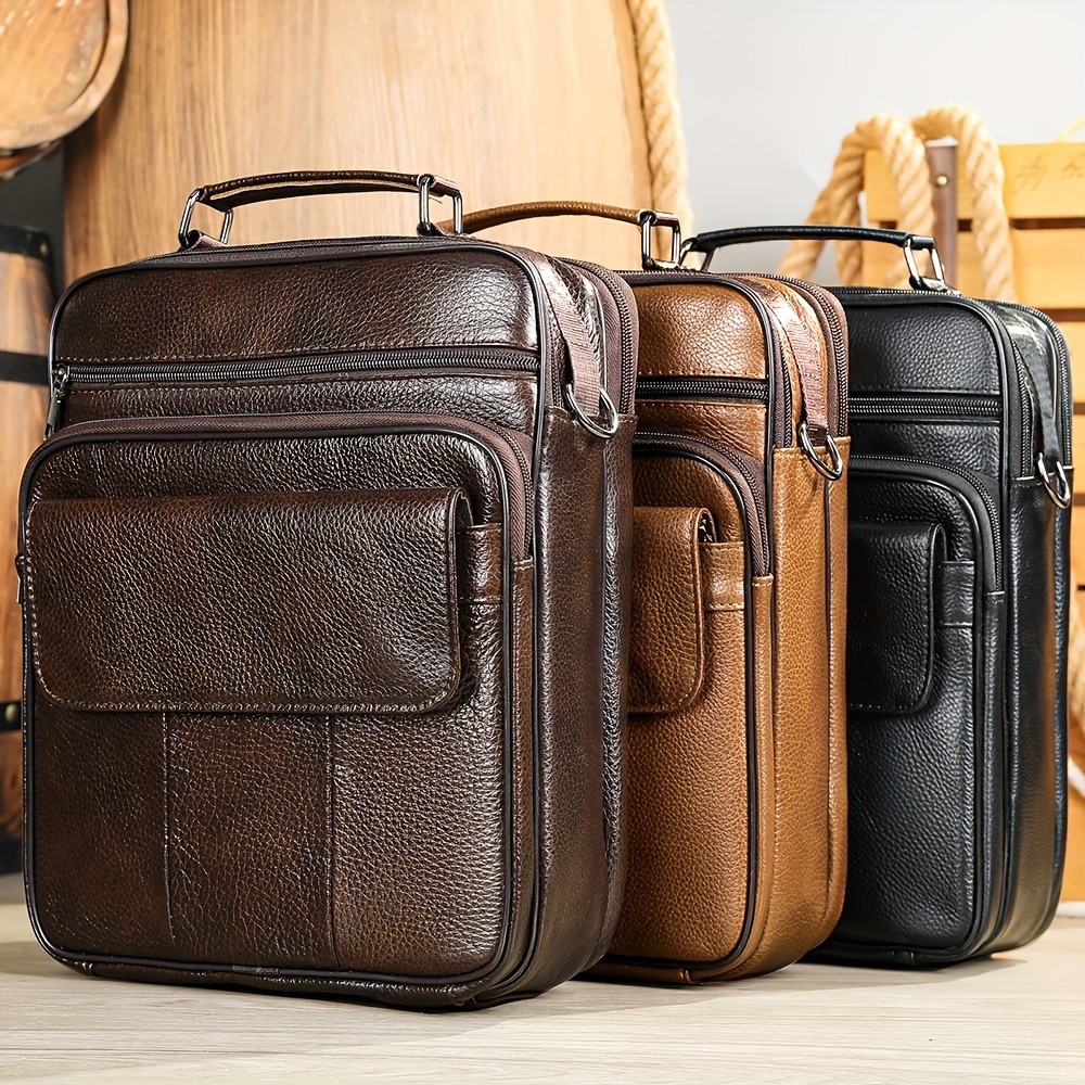 NIUCUNZH Mens Genuine Leather Vintage Full-Grade Cowhide Bag Stylish, Durable, and Perfect for Business and Casual Use