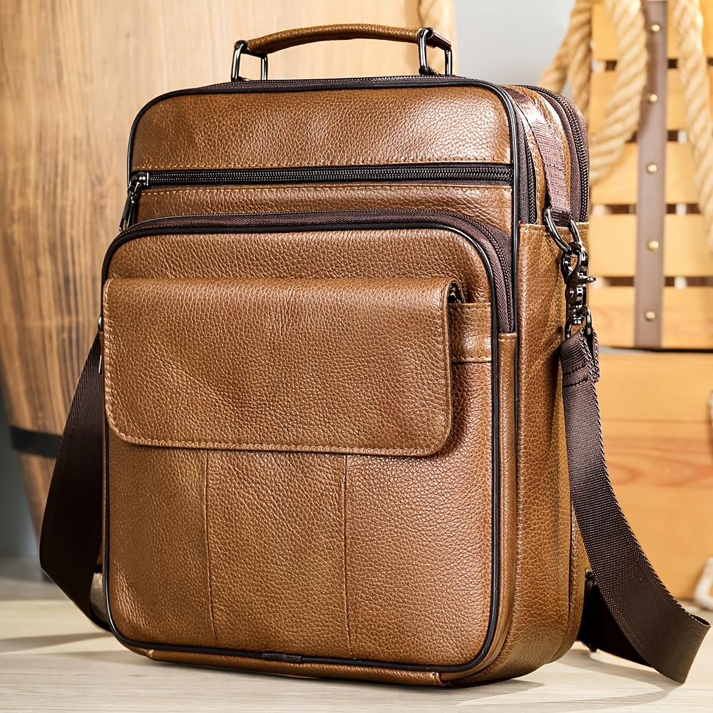 NIUCUNZH Mens Genuine Leather Vintage Full-Grade Cowhide Bag Stylish, Durable, and Perfect for Business and Casual Use