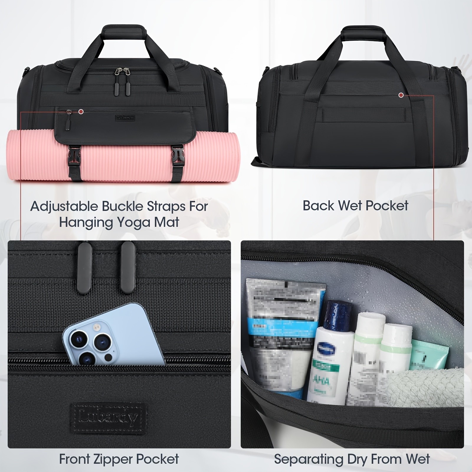 IGOLUMON Mens 40L-55L Fitness Bag Spacious, Durable, and Perfect for Gym, Travel, and Sports Enthusiasts