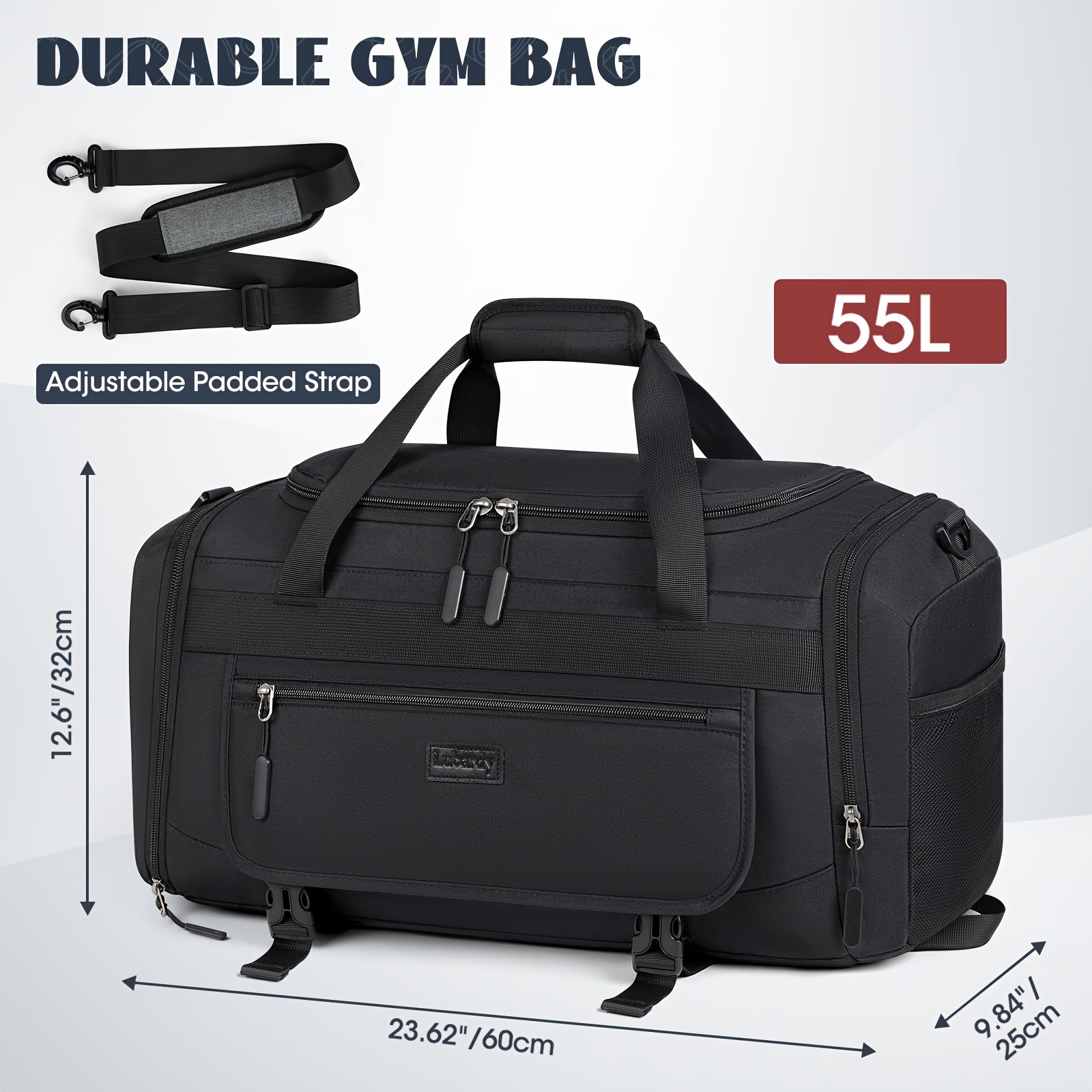 IGOLUMON Mens 40L-55L Fitness Bag Spacious, Durable, and Perfect for Gym, Travel, and Sports Enthusiasts