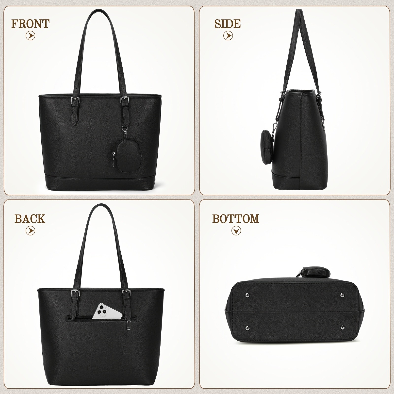 IGOLUMON Womens Large Capacity Tote Bag  Stylish, Functional, and Perfect for Work, Travel, and Everyday Use