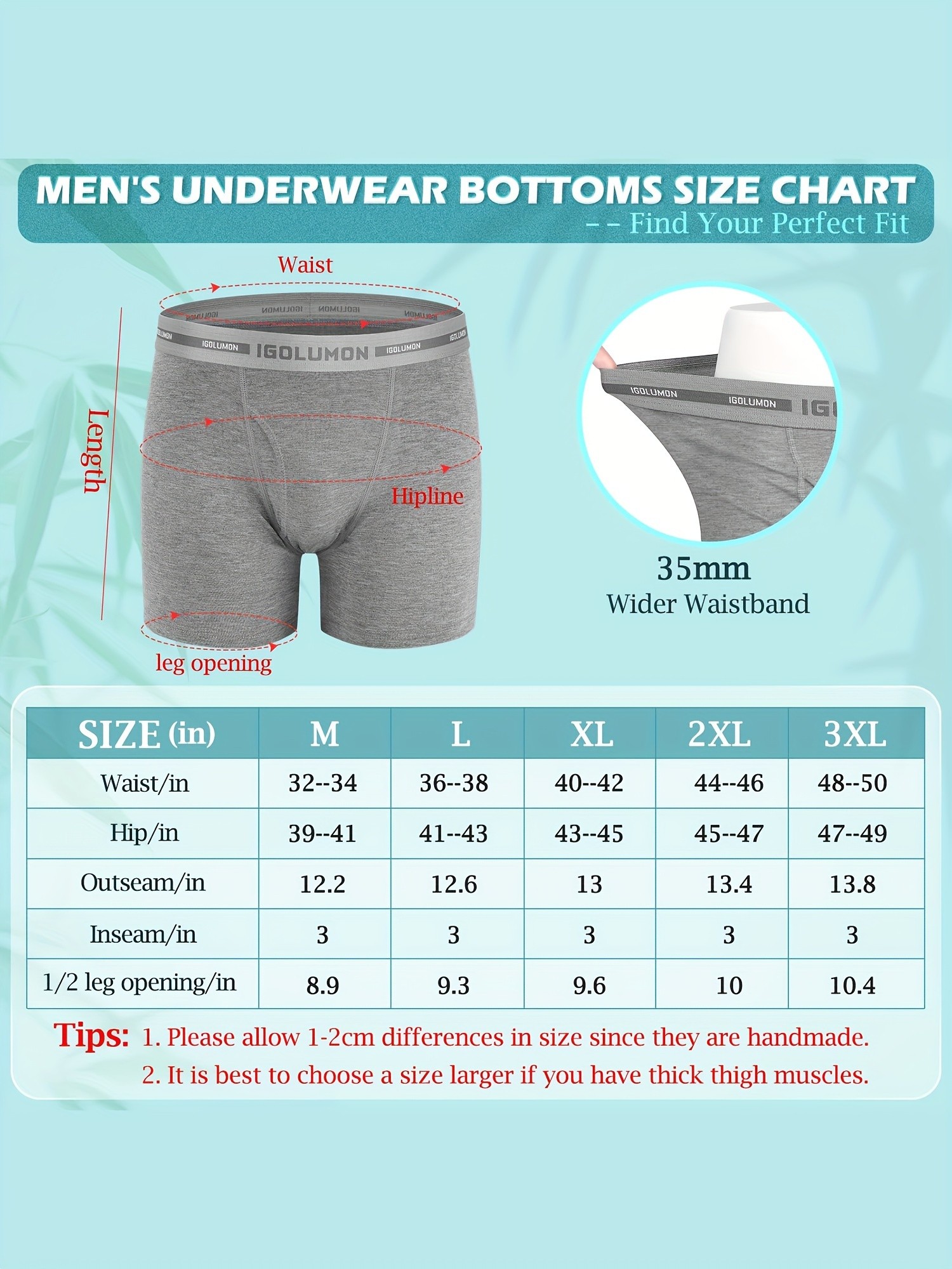 IGOLUMON Mens 6pcs Bamboo Fiber Rayon Boxer Briefs  Soft, Breathable, and Perfect for Everyday Comfort