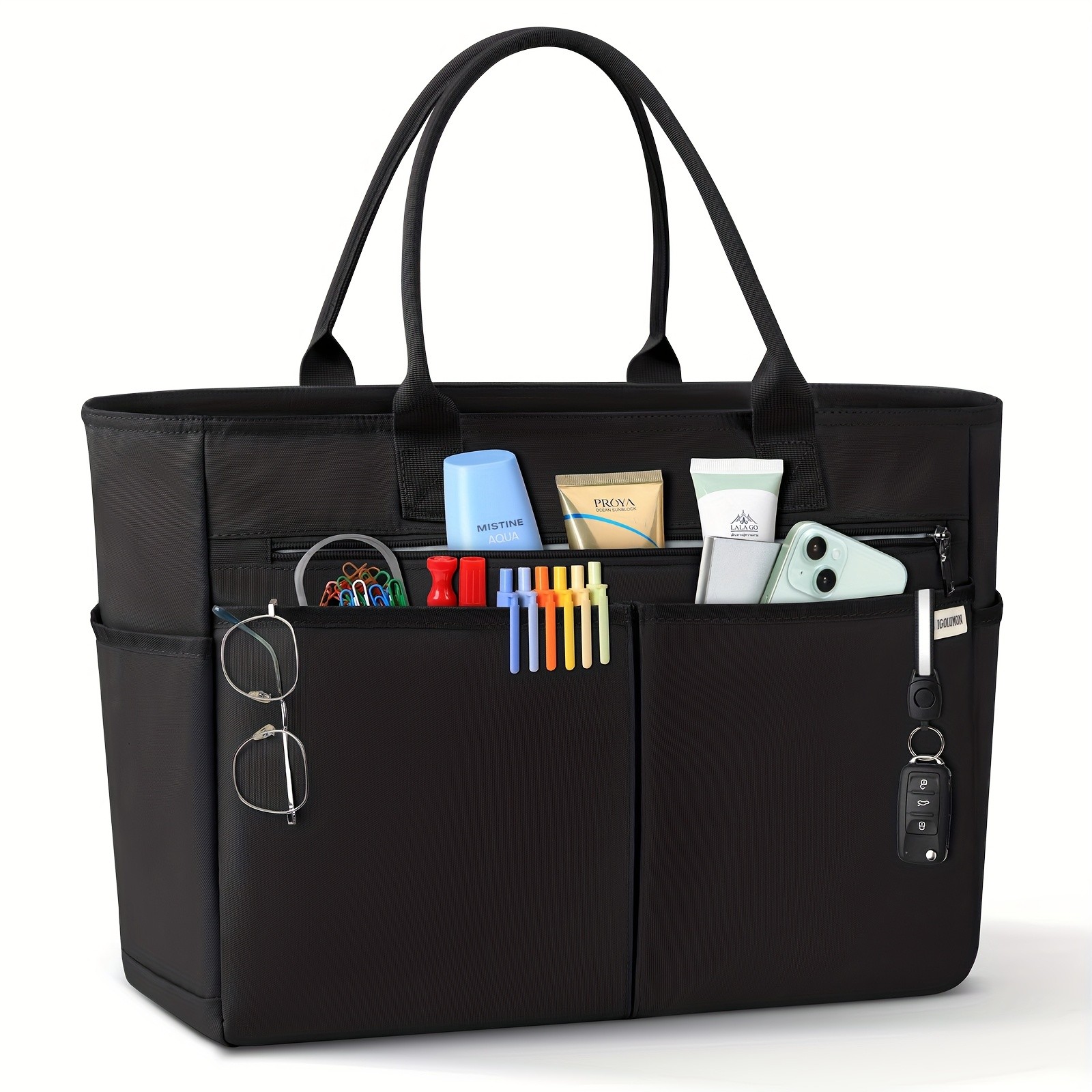 IGOLUMON 40L Tote Bag with Zipper  Spacious, Foldable, and Perfect for Beach, Travel, and Gym