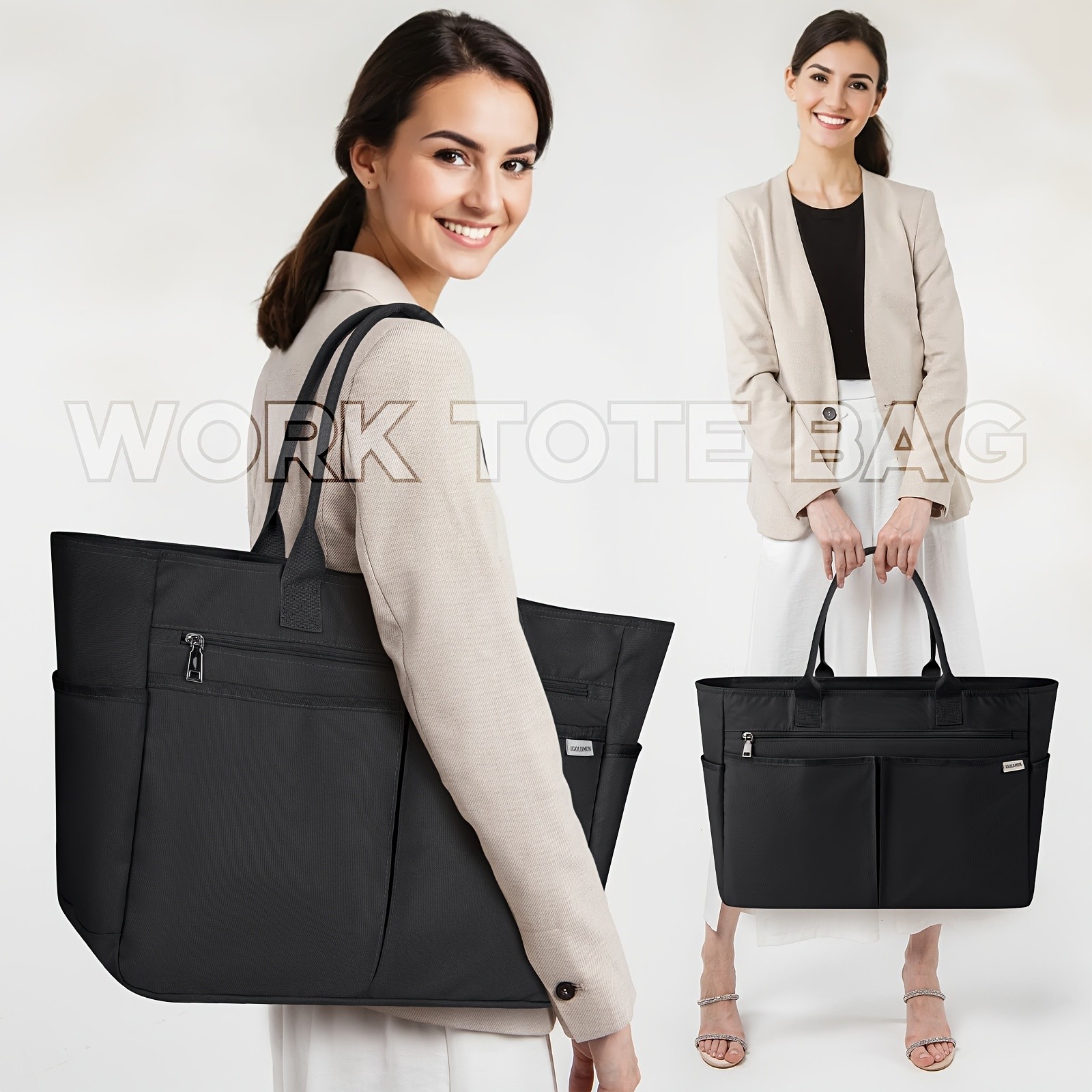 IGOLUMON 40L Tote Bag with Zipper  Spacious, Foldable, and Perfect for Beach, Travel, and Gym