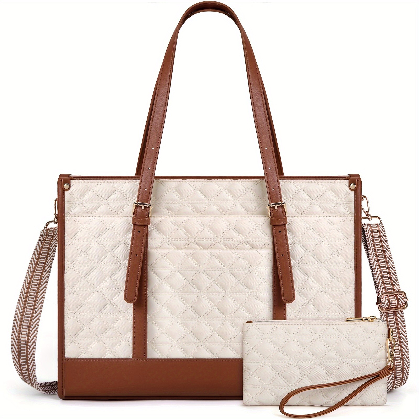 IGOLUMON Womens 39.62 cm Vegan PU Leather Laptop Tote Bag  Stylish, TSA-Compliant, and Perfect for Work, College, and Travel