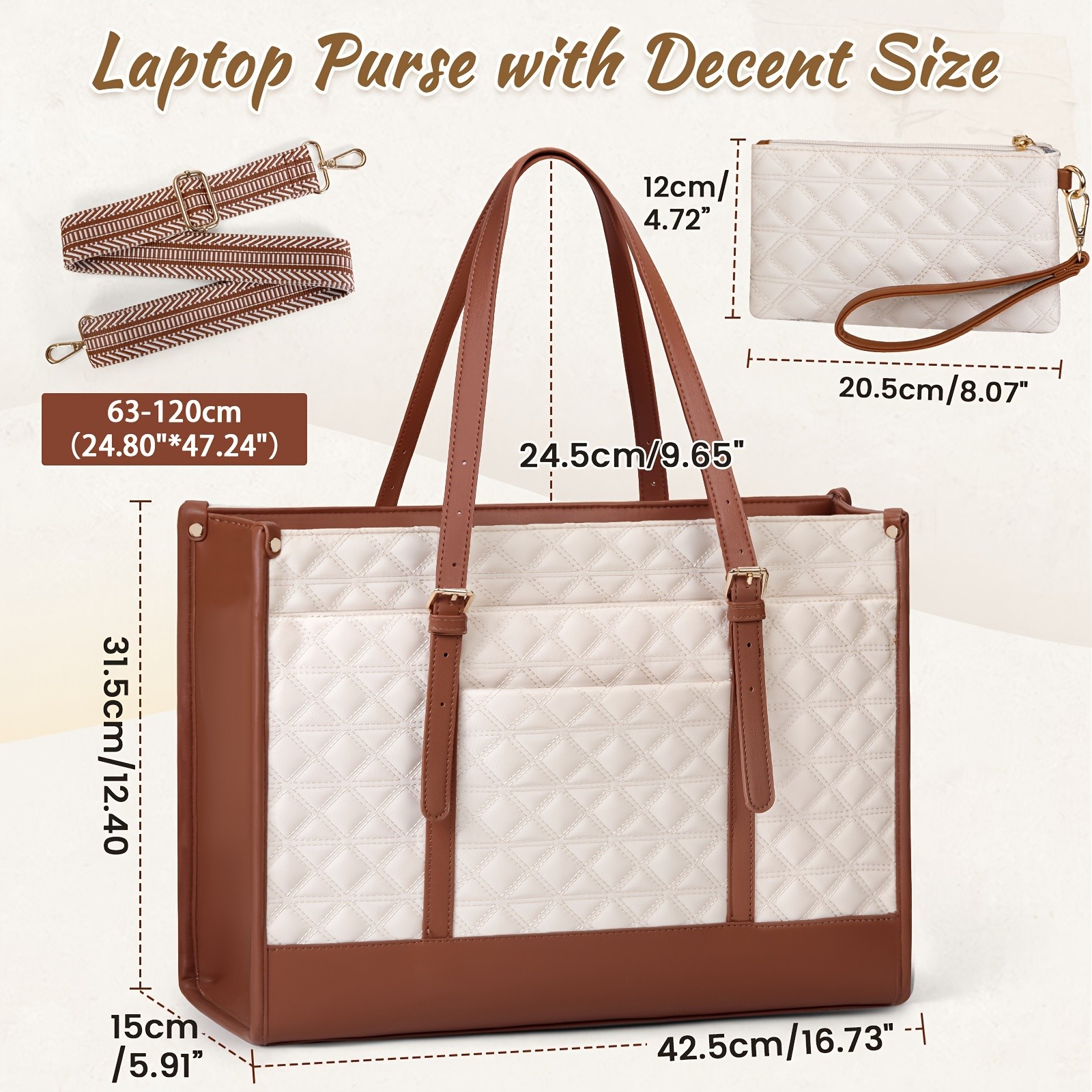 IGOLUMON Womens 39.62 cm Vegan PU Leather Laptop Tote Bag Stylish, TSA-Compliant, and Perfect for Work, College, and Travel