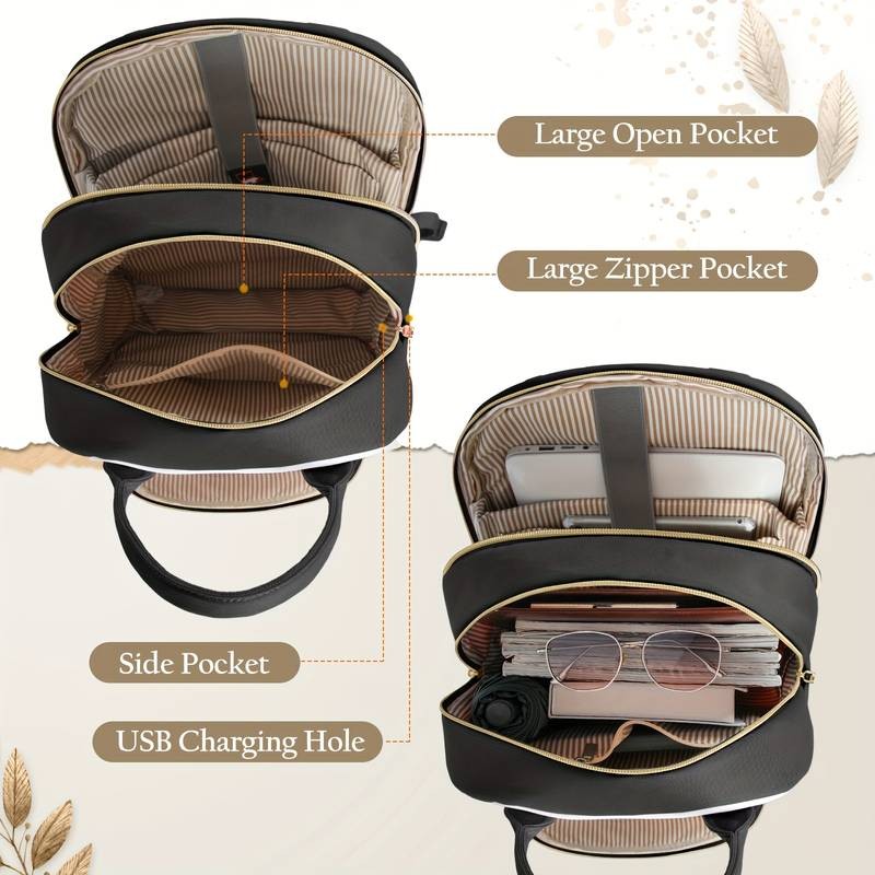 NUBILY Women's 39.62cm Laptop Backpack Heavy-Duty, Anti-Theft Design with Adjustable Straps for Travel and Everyday Use