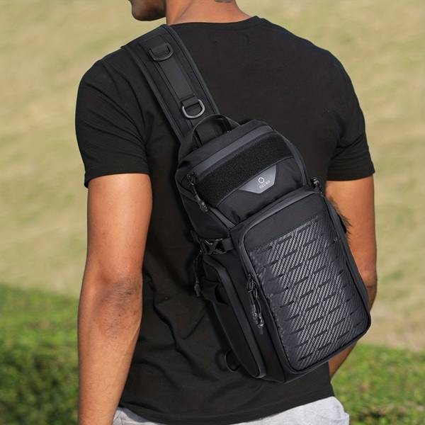 OZUKO Men's Tactical Crossbody Sling Bag  Large Capacity Anti-Scratch Chest Bag for Hiking, Travel, and Casual Use