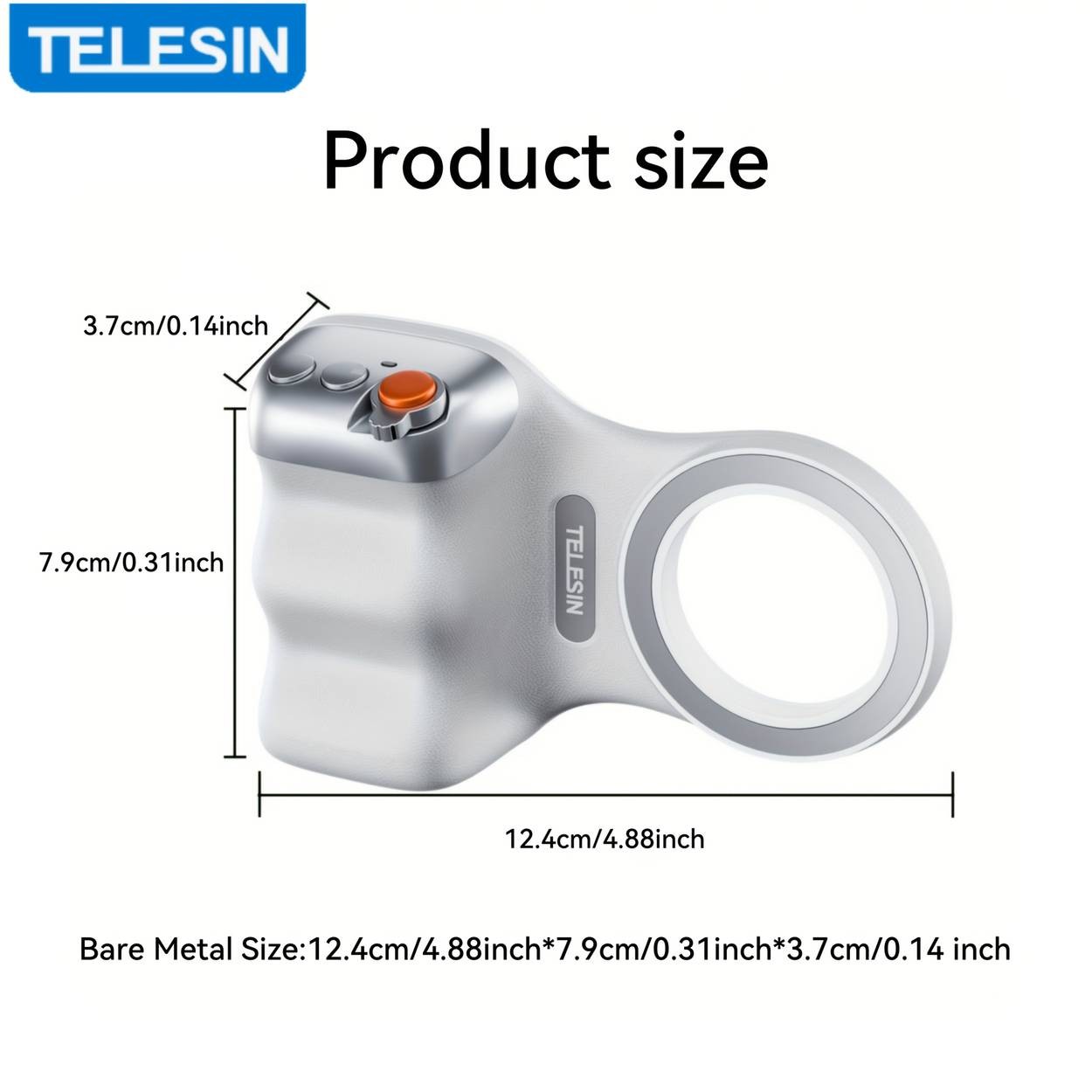 TELESIN Magnetic Shutter Handle for iPhone and Android  DSLR-Style Wireless Shutter with Removable Button and Ergonomic Grip