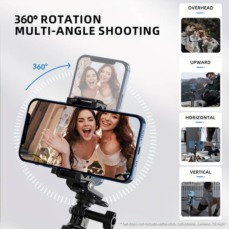 TELESIN Horizontal and Vertical Mobile Phone Clip  360 Rotating Phone Bracket for Photography, Vlogging, and Live Streaming