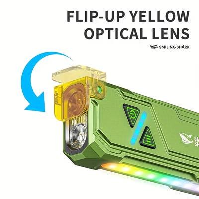 SMILING SHARK Tactical LED Flashlight Super Bright 8-Color USB Rechargeable Flashlight with Magnetic Base