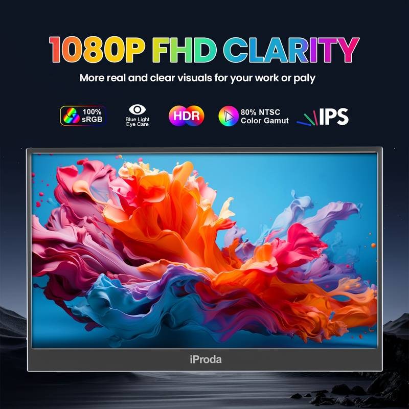 IPRODA 15.6 Inch Portable Monitor  FHD 1920x1080p IPS Gaming Monitor with Protective Case