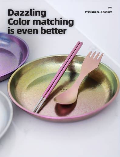 Tiartisan 800ml Pure Titanium Dinner Plate Multi-Functional Lightweight Round Plate for Camping, Travel, and Home Use