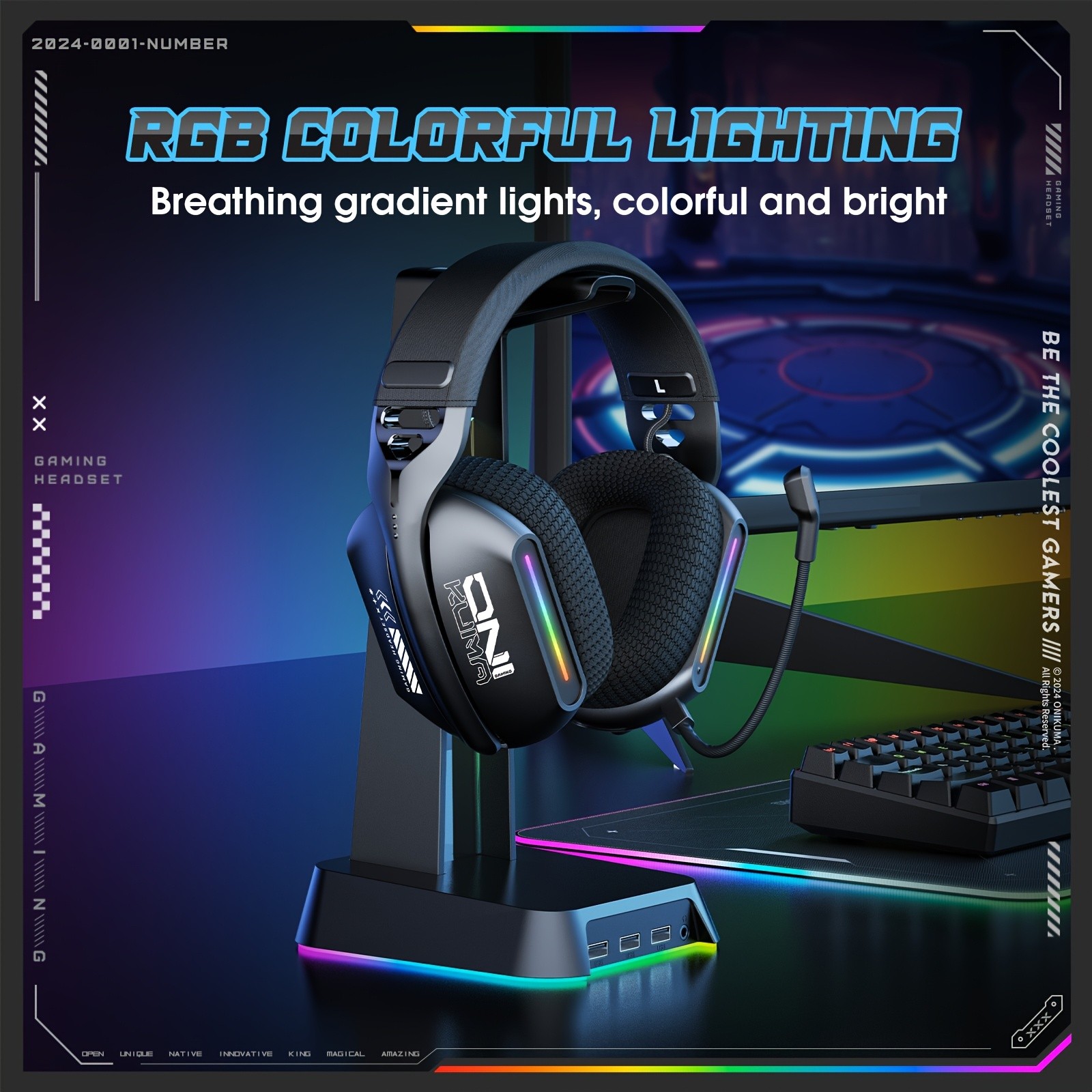 ONIKUMA GT808 Three Mode Wireless E-Sports Headset Versatile Connectivity with Crystal Clear Sound