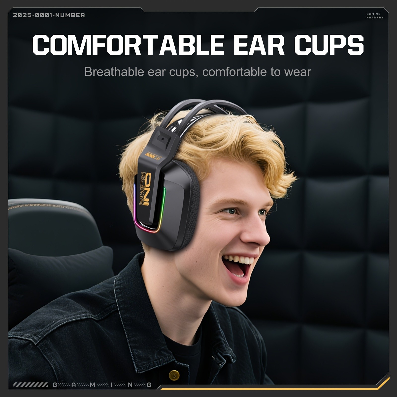 ONIKUMA Wireless Gaming Headset 7.1 Surround Sound, RGB Lighting, and Dual Wireless Connectivity