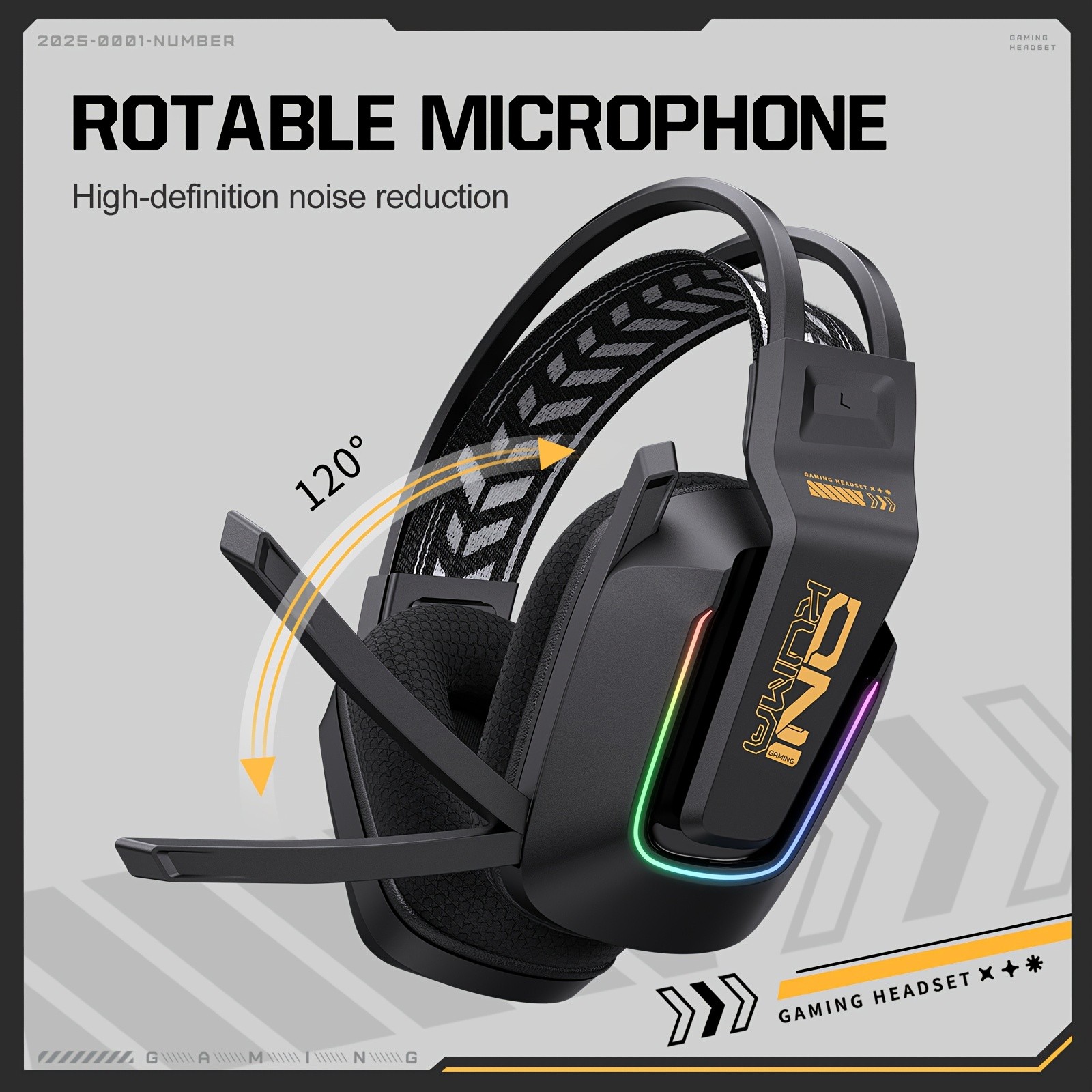 ONIKUMA Wireless Gaming Headset 7.1 Surround Sound, RGB Lighting, and Dual Wireless Connectivity