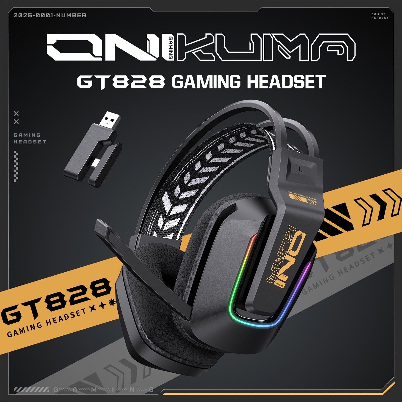 ONIKUMA Wireless Gaming Headset 7.1 Surround Sound, RGB Lighting, and Dual Wireless Connectivity