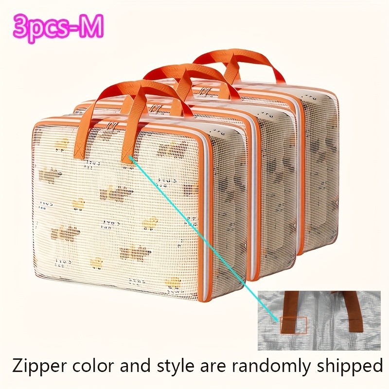 HEART LEAF 3pcs Extra-Large Transparent Travel Storage Bags
