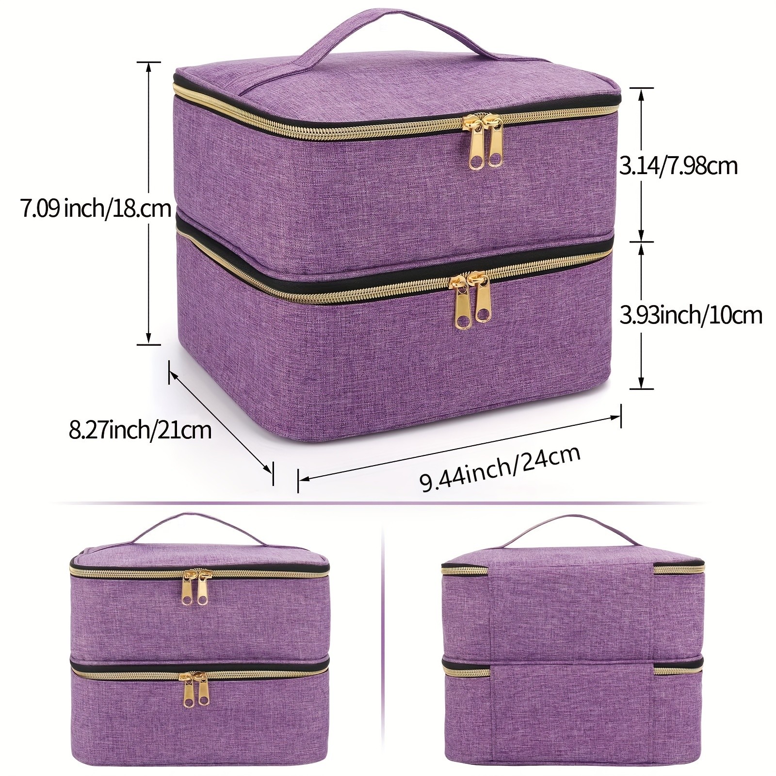 UOZL Double Layer Cosmetic Bag with Handle