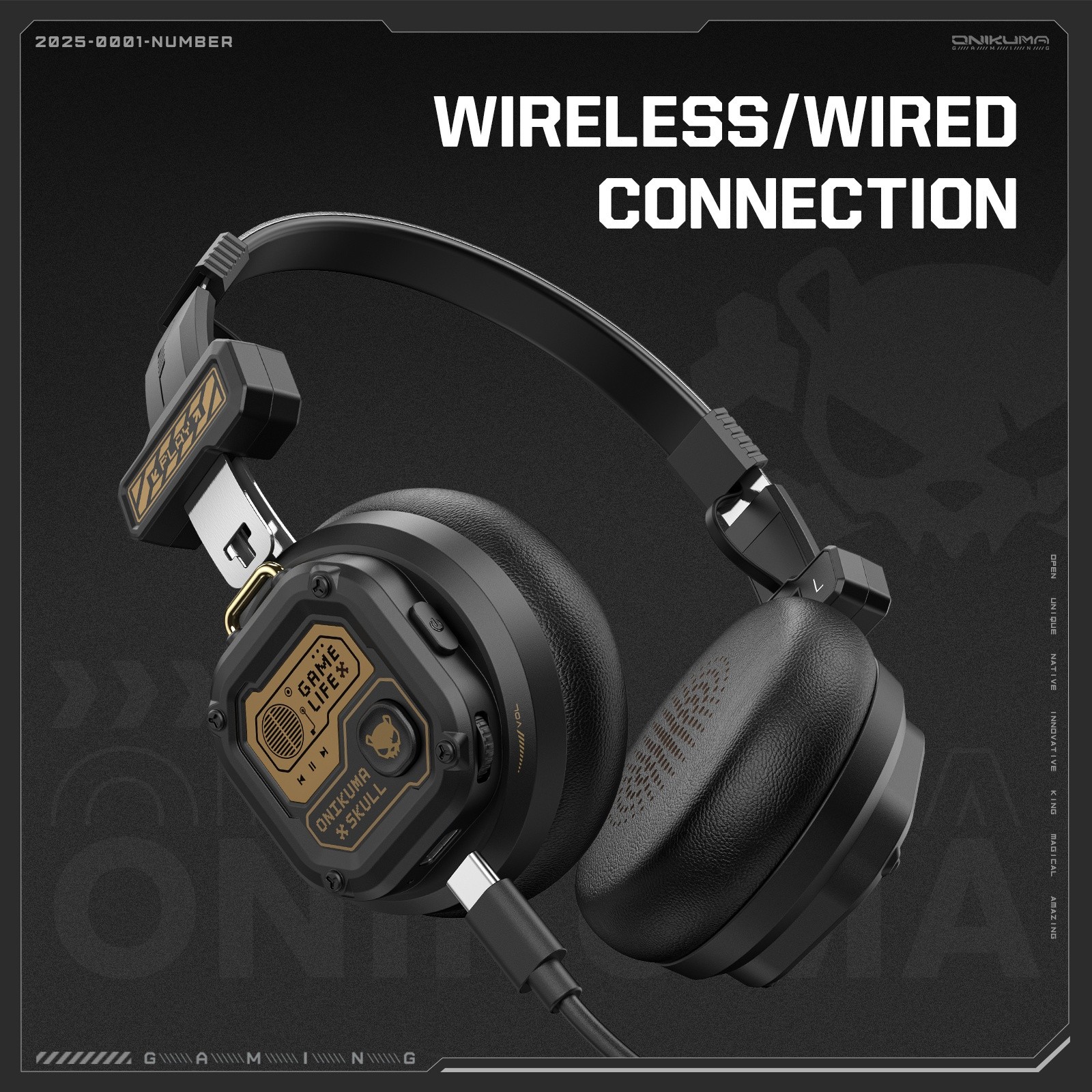 ONIKUMA Portable Foldable Wireless Headphones Smart Noise Cancellation, Dual-Mode Connectivity, Stylish Design