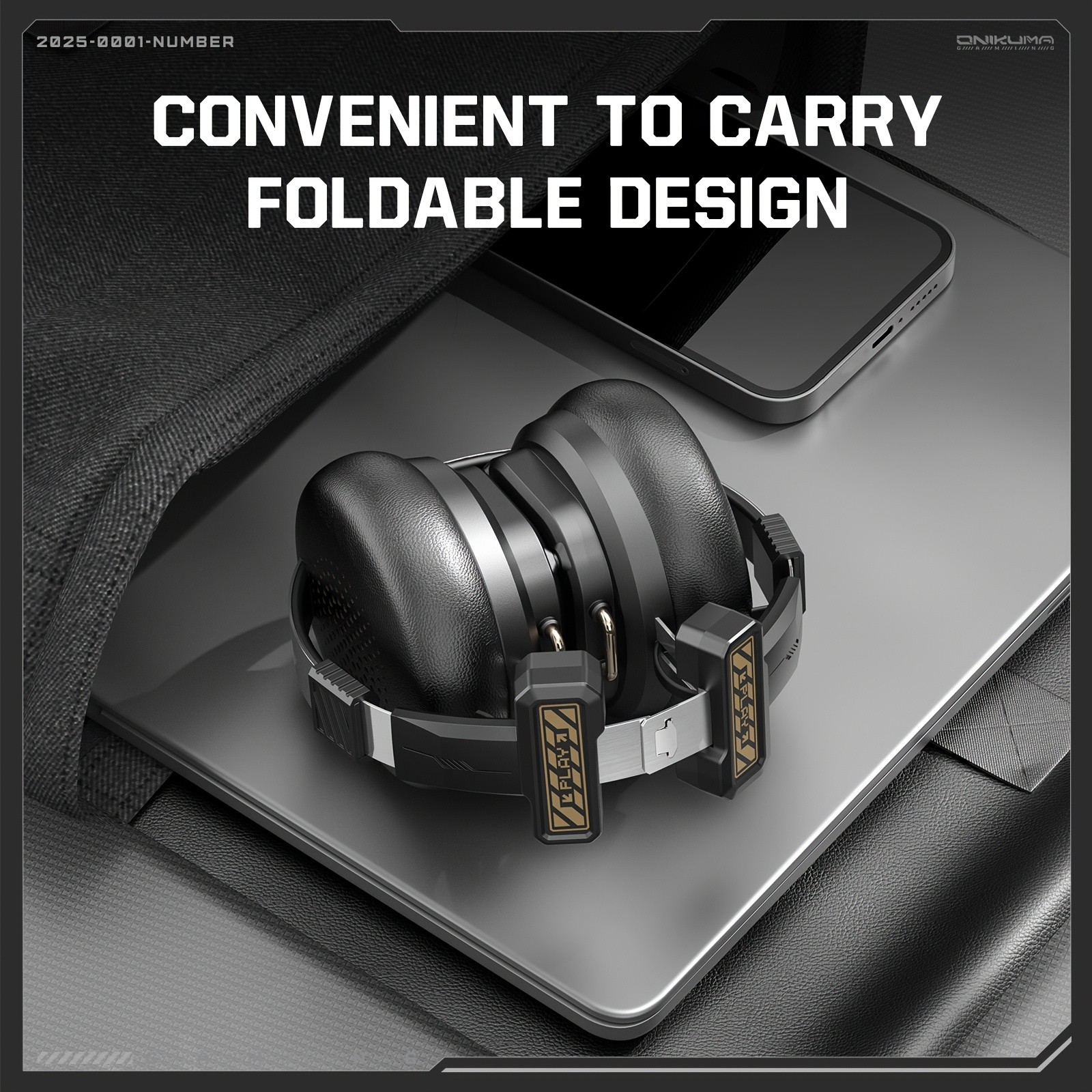 ONIKUMA Portable Foldable Wireless Headphones Smart Noise Cancellation, Dual-Mode Connectivity, Stylish Design