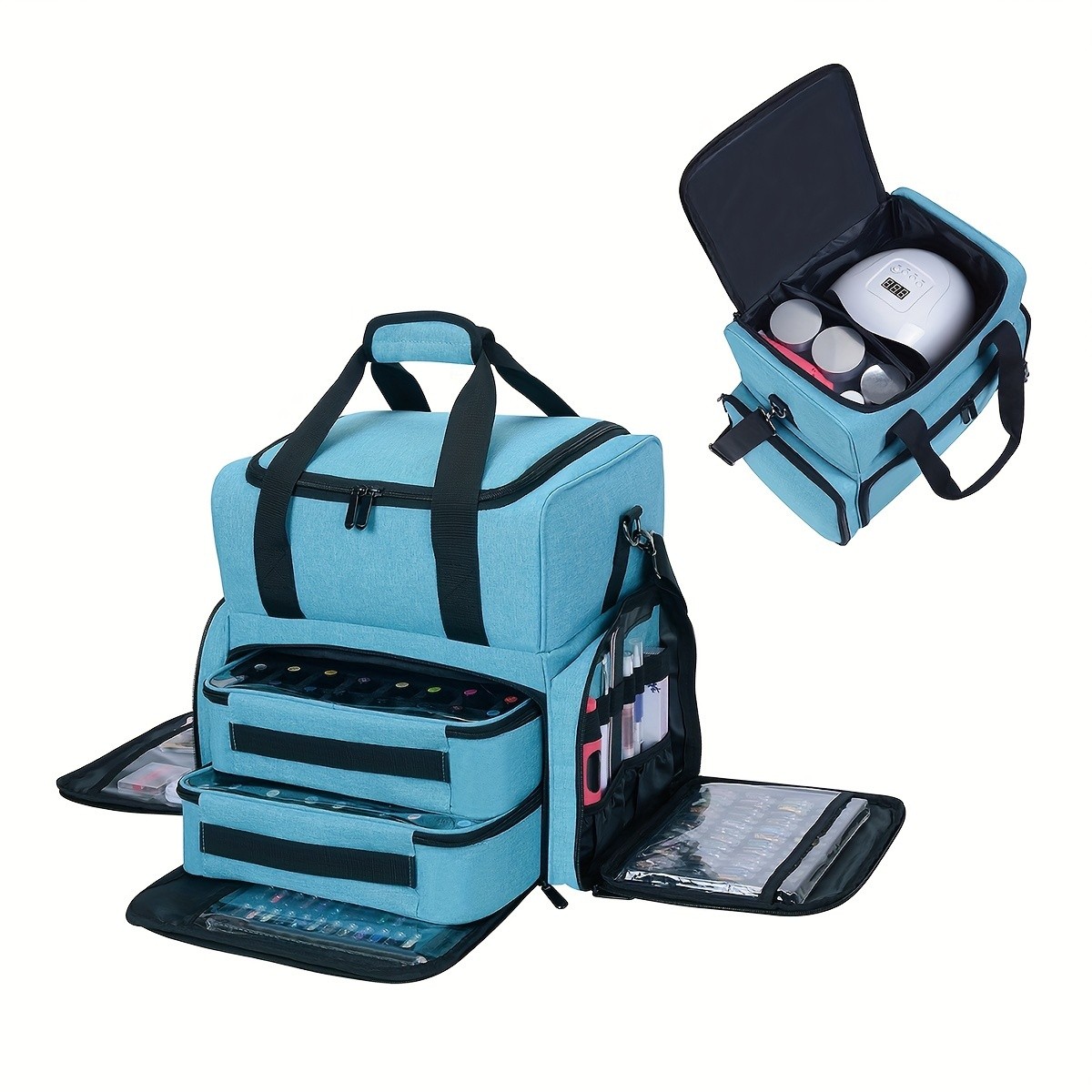 UOZL 80-Bottle Nail Polish Organizer Case with 2 Detachable Bags