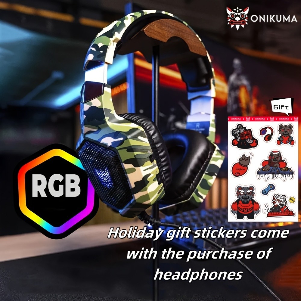 ONIKUMA Wired Gaming Headset High-Definition Microphone, RGB Lighting, Immersive Sound for PS4, PS5, and PC