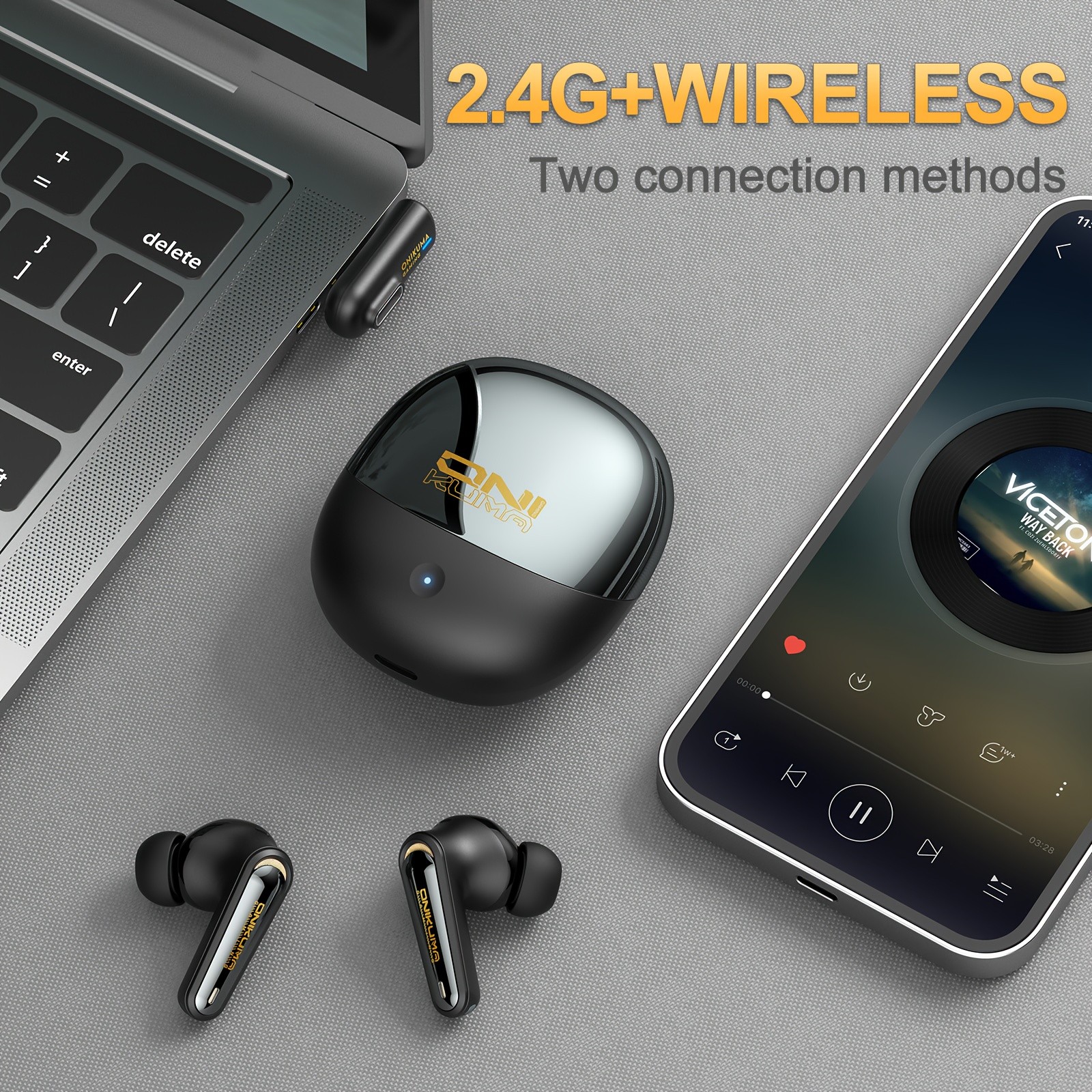 ONIKUMA Next Generation Wireless Earbuds  Dual-Connection, ANC & ENC Noise Cancellation, Bass Stereo Sound