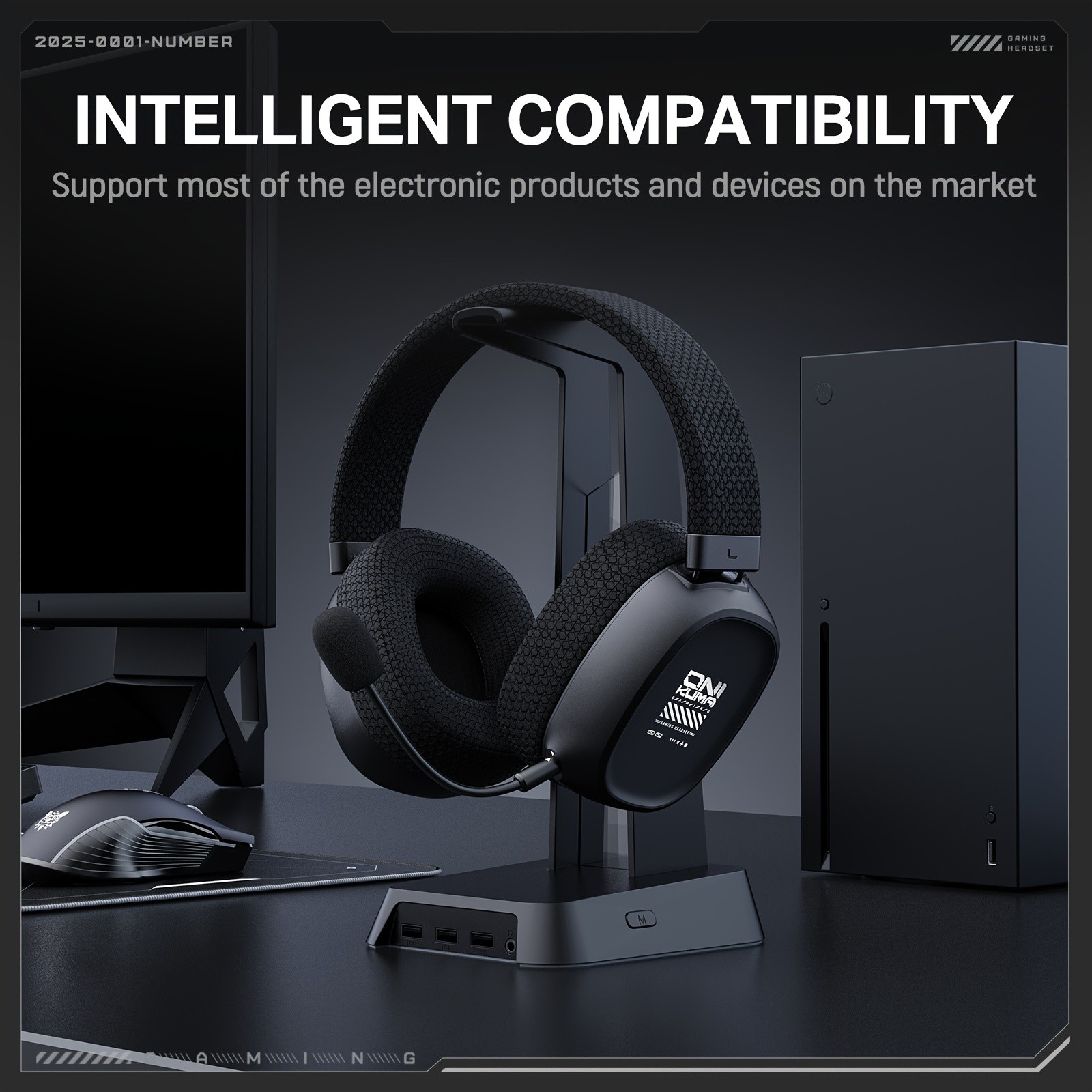 ONIKUMA Gaming Headset  7.1 Surround Sound, Triple-Mode Connectivity, Ultra-Low Latency