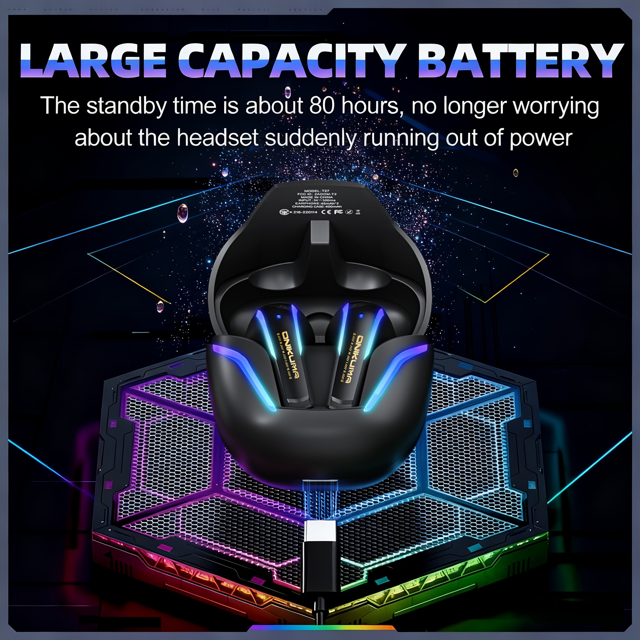 ONIKUMA Wireless Gaming Headset Ultra-Low Latency, Precision 3D Sound, Enhanced Bass, LED Lighting