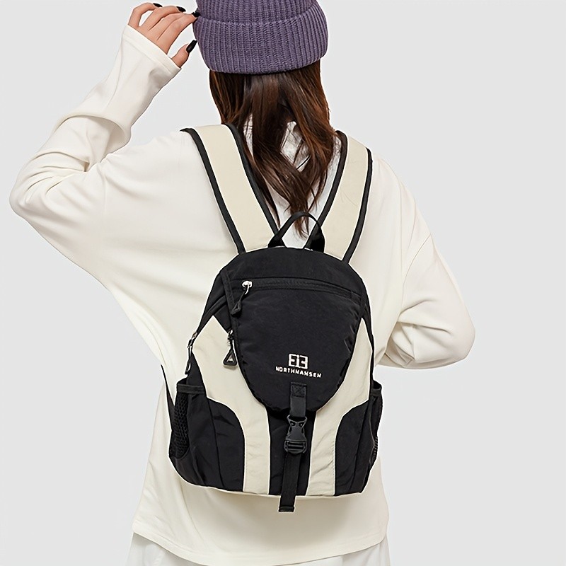 OGEHUAFEE Womens Lightweight Foldable Backpack  Casual Color Block Design, Adjustable Straps, Ideal for Travel & Shopping