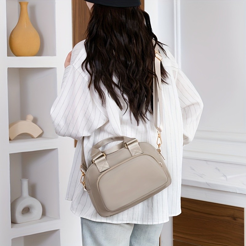 OGEHUAFEE Large Capacity Nylon Bag  Lightweight Travel Shoulder & Handbag with Removable Strap, Zipper Closure, Adjustable Straps, Casual Style