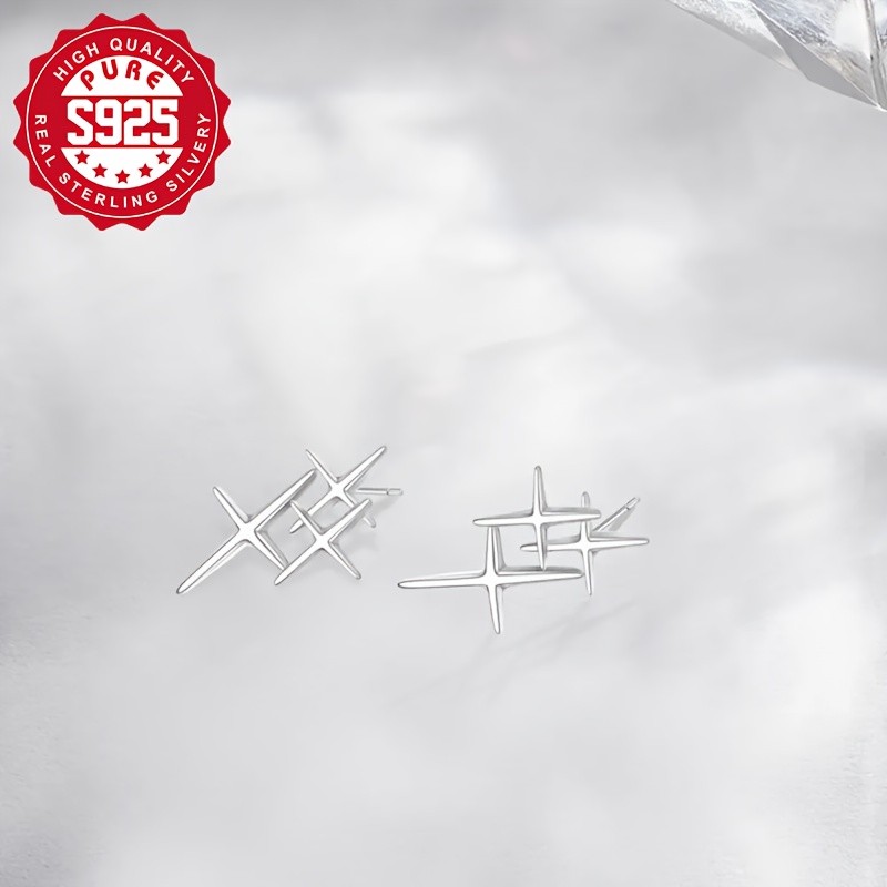 SOL COLL S925 Silver Minimalist Starburst Earrings