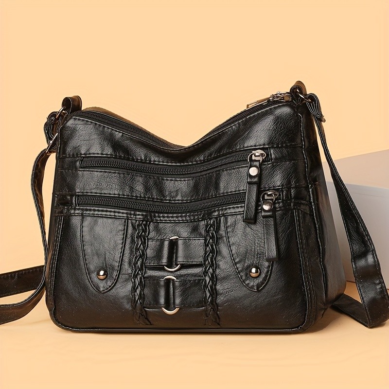 OGEHUAFEE PU Fashionable Womens Bag  Lightweight Crossbody & Shoulder Bag with Multi-Pockets, Double-Layer Main Bag