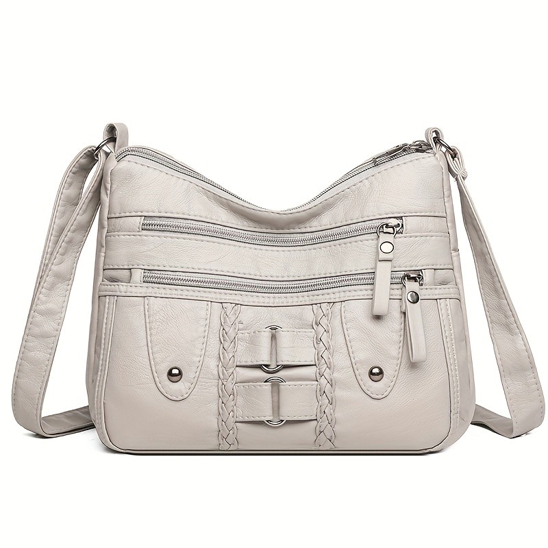 OGEHUAFEE PU Fashionable Womens Bag  Lightweight Crossbody & Shoulder Bag with Multi-Pockets, Double-Layer Main Bag