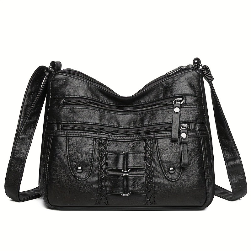 OGEHUAFEE PU Fashionable Womens Bag  Lightweight Crossbody & Shoulder Bag with Multi-Pockets, Double-Layer Main Bag