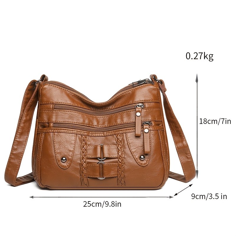 OGEHUAFEE PU Fashionable Womens Bag  Lightweight Crossbody & Shoulder Bag with Multi-Pockets, Double-Layer Main Bag