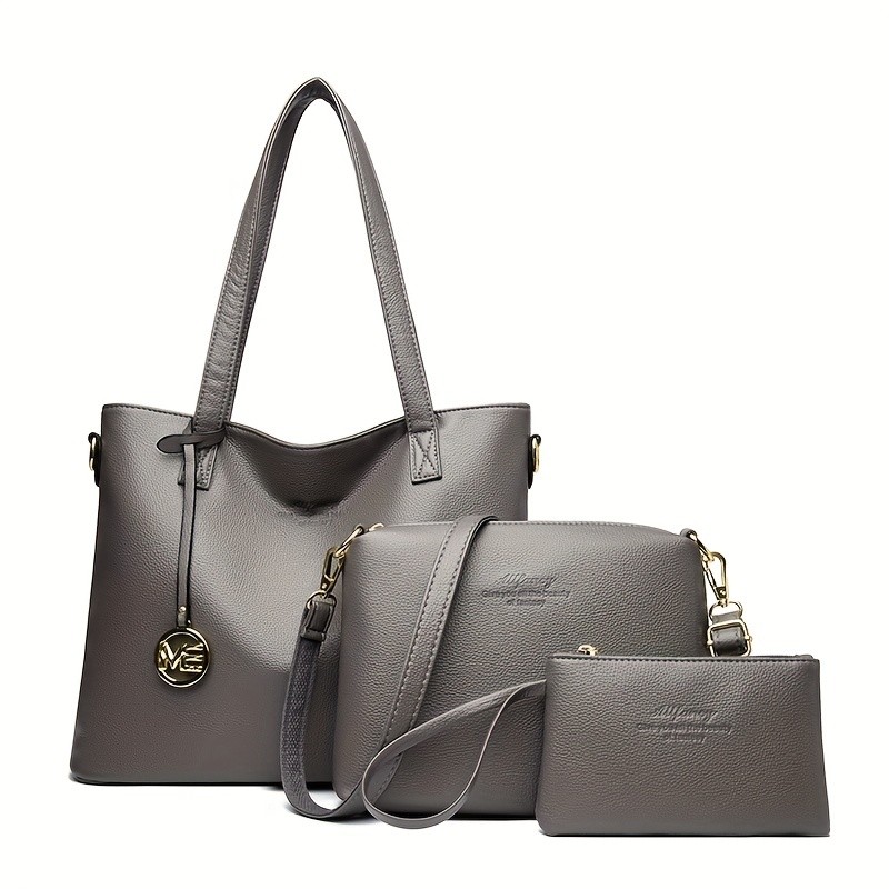 OGEHUAFEE High Quality Three-Piece Womens Handbag Set  Large Capacity PU Handbag, Ideal for Shopping, Parties, and Travel