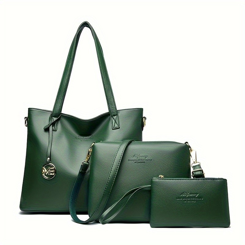 OGEHUAFEE High Quality Three-Piece Womens Handbag Set  Large Capacity PU Handbag, Ideal for Shopping, Parties, and Travel