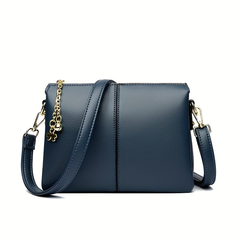 OGEHUAFEE Womens PU Small Square Crossbody Bag  3-Tier Detachable Strap, Tassel Charm, Zipper Closure